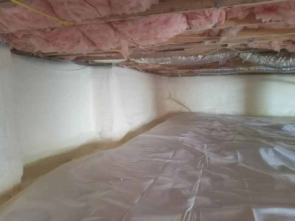 Crawl space encapsulation with closed-cell spray foam for Flat Roof Repair in Woburn